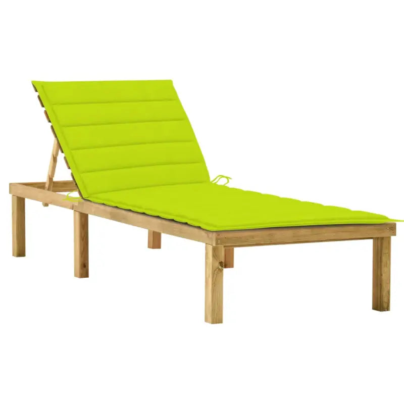 Houten loungebed met kussen voor buiten met rustieke charme - Heldergroen / 1 - Ligstoelen