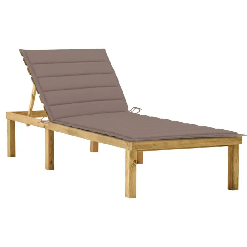 Houten loungebed met kussen voor buiten met rustieke charme - Taupe / 1 - Ligstoelen