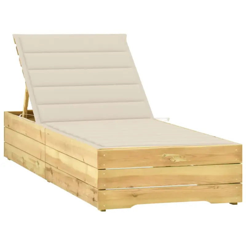 Houten loungebed met kussen voor stijlvolle buitenruimtes - Crème / 1 - Ligstoelen