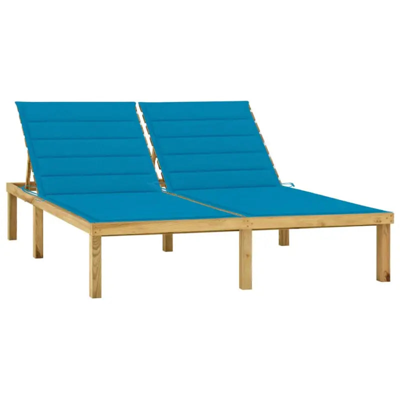Houten loungebed met kussens voor buiten met rustieke charme - Blauw / 1 - Ligstoelen