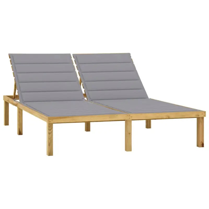 Houten loungebed met kussens voor buiten met rustieke charme - Grijs / 1 - Ligstoelen