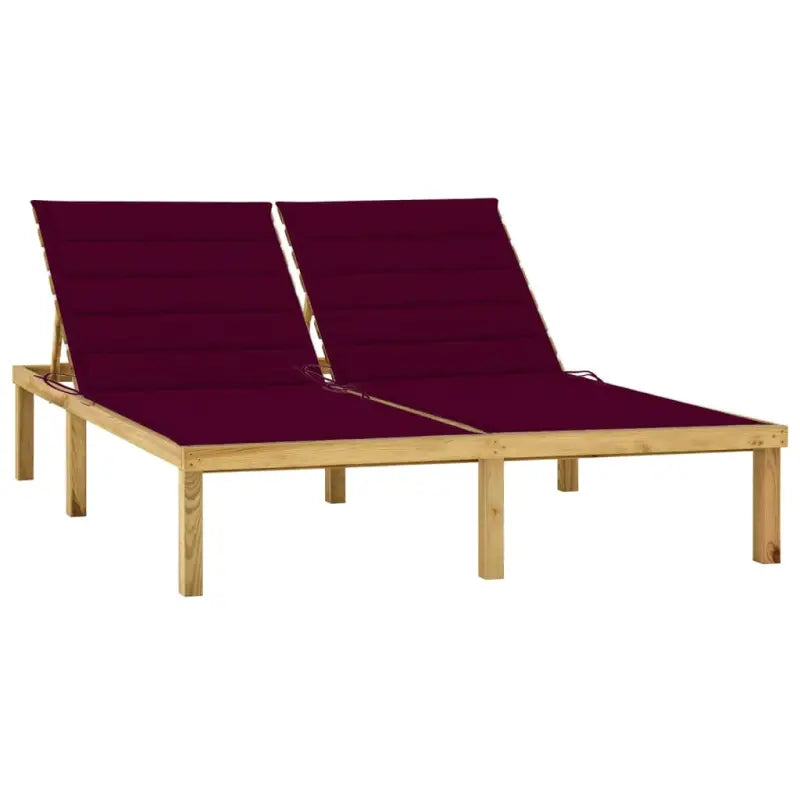 Houten loungebed met kussens voor buiten met rustieke charme - Wijnrood / 1 - Ligstoelen