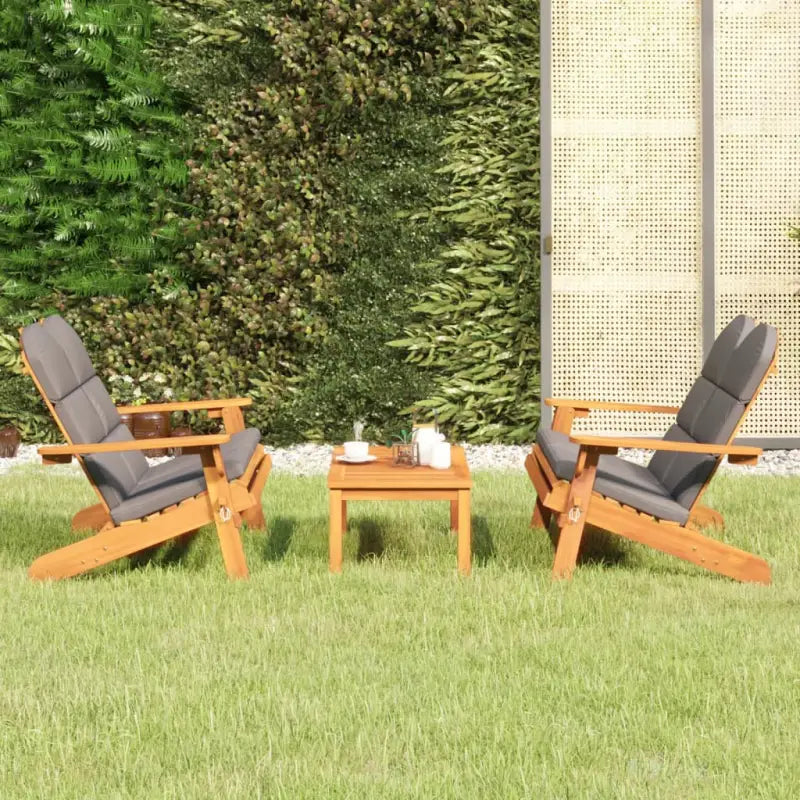 Houten loungeset in Adirondack stijl van massief acaciahout met olieafwerking - Grijs / 2x Bank + Tafel - Tuinsets