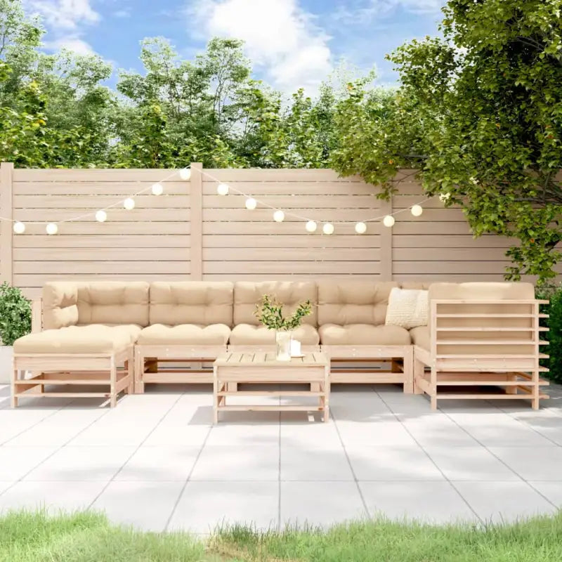 Houten loungeset met massief douglashout en voetenbank salontafel - Natuurlijk grenenhout - Tuinsets