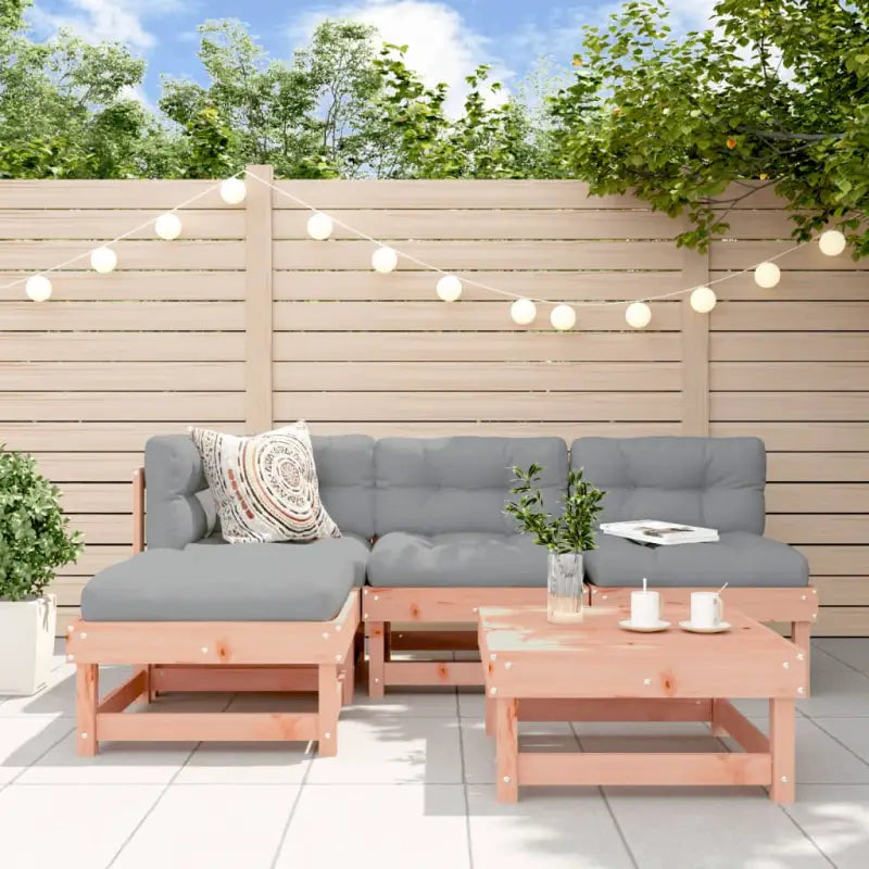 Houten loungeset met massief grenenhout en comfortabele kussens - Natuurlijk douglashout - Tuinsets