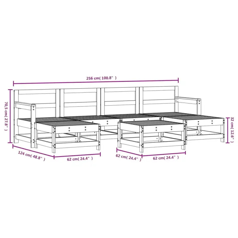 Houten loungeset van massief grenenhout voor in de tuin - Tuinsets