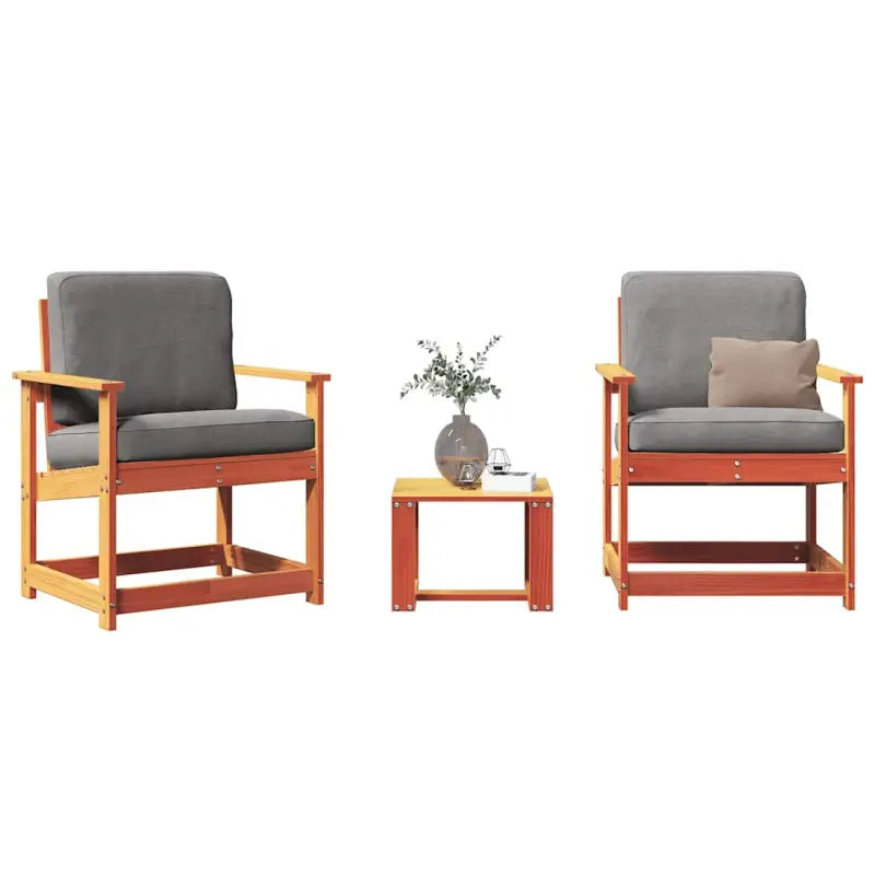 Houten loungeset van vacuüm geïmpregneerd grenenhout voor tuin en terras - Wasbruin / 1 - Tuinstoelen