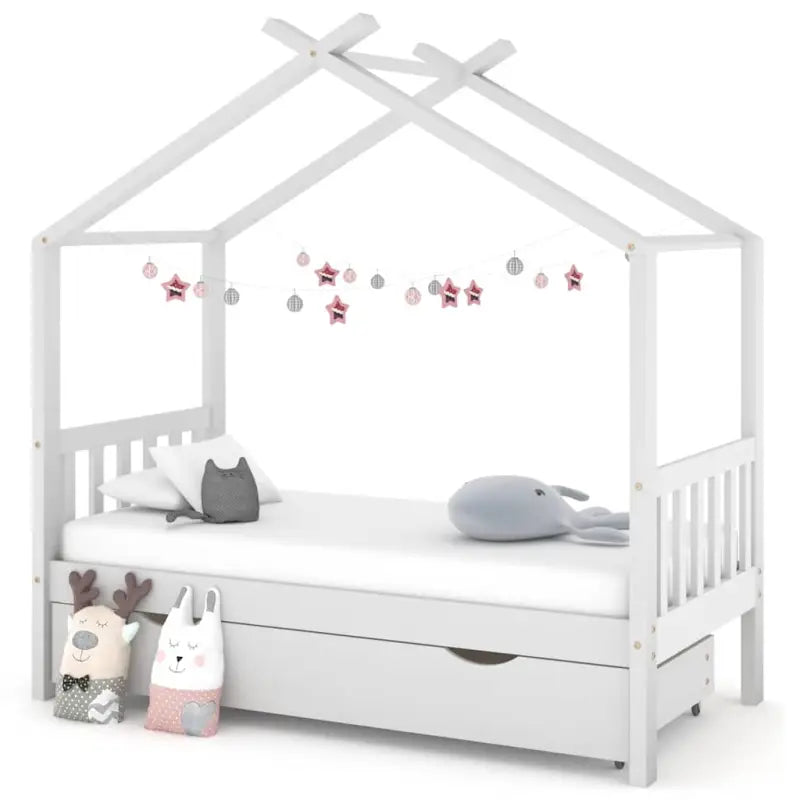 Houten peuterbed met lade in massief grenenhout met boomhut-stijl - Peuter- & kinderbedden