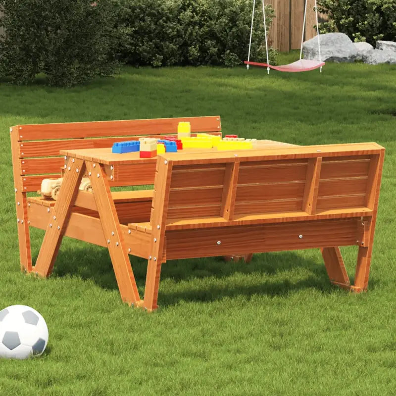 Houten picknicktafel van massief grenenhout voor kinderbaksesspellen - Wasbruin / 1 - Tuintafels