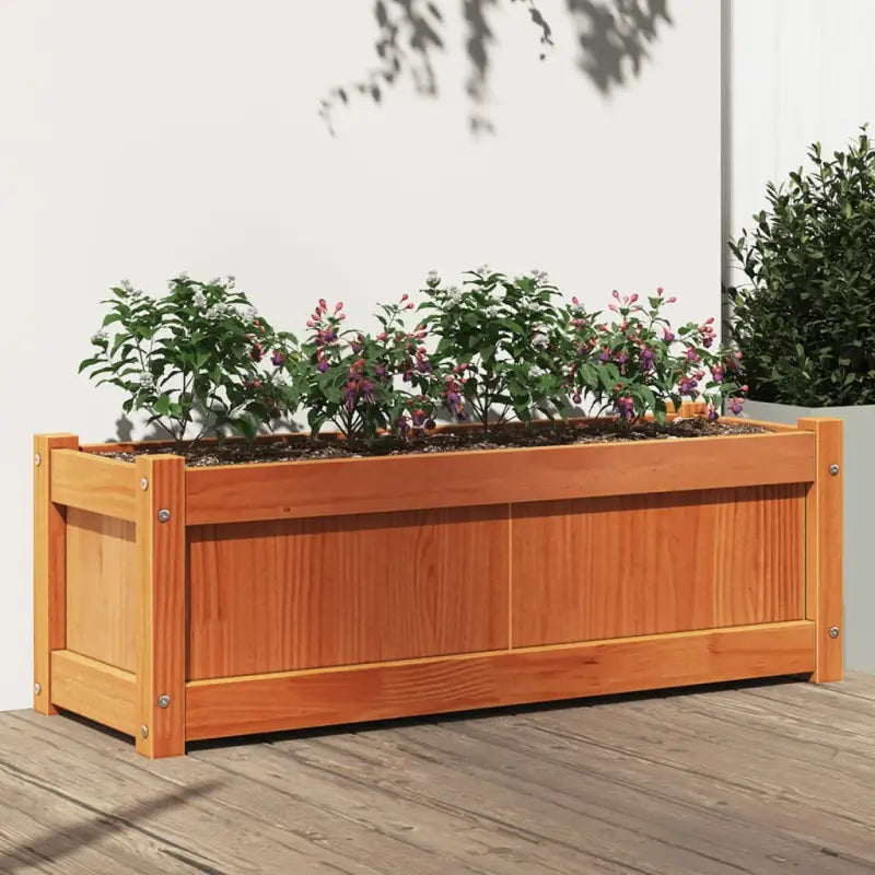 Houten plantenbak van geïmpregneerd grenenhout voor tuin en balkon - Bruin / 1 - Bloempotten & plantenbakken