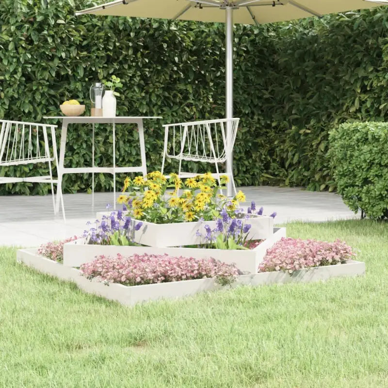 Houten plantenbak van massief grenenhout voor bloemen en planten - Wit grenenhout / 112 x 112 x 27 cm / 1 - Bloempotten