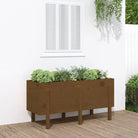 Houten plantenbak van massief grenenhout voor tuin en balkon - Honingbruin grenenhout / 121 x 50 x 57 cm / 1