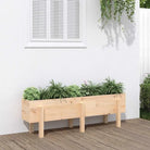 Houten plantenbak van massief grenenhout voor tuin en balkon - Natuurlijk grenenhout / 121 x 30 x 38 cm / 1