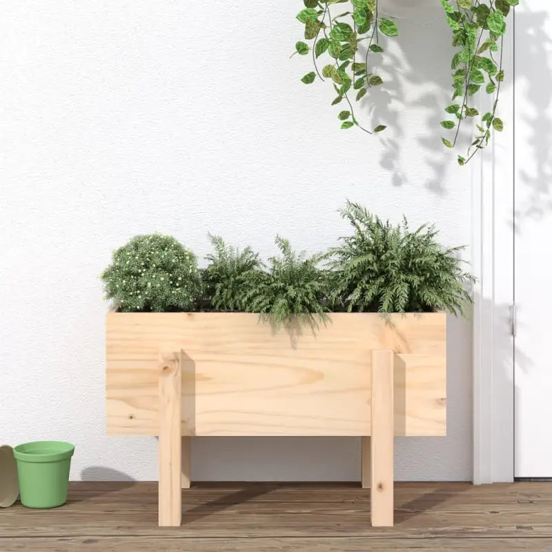 Houten plantenbak van massief grenenhout voor tuin en balkon - Natuurlijk grenenhout / 62 x 30 x 38 cm / 1