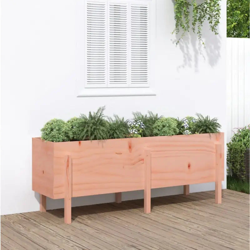 Houten plantenbak van massief grenenhout voor tuin en balkon - Natuurlijk douglashout / 160 x 50 x 57 cm / 1
