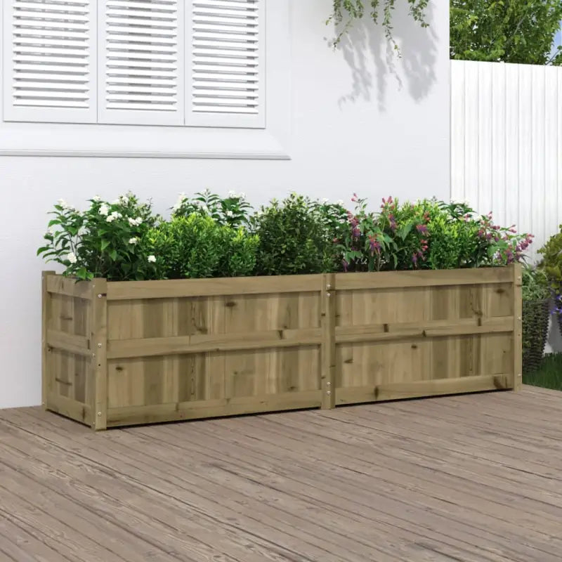 Houten plantenbak van massief grenenhout voor tuin en balkon - Naturel geïmpregneerd / 1 - Bloempotten & plantenbakken