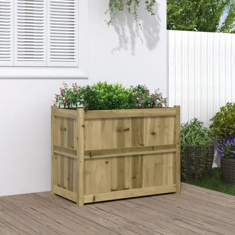Houten plantenbak van massief grenenhout voor tuin en balkon - Naturel geïmpregneerd / 1 - Bloempotten & plantenbakken