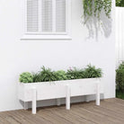 Houten plantenbak van massief grenenhout voor tuin en balkon - Wit grenenhout / 121 x 30 x 38 cm / 1 - Bloempotten &