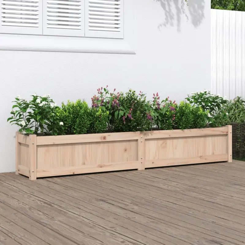 Houten plantenbakken van massief grenenhout voor tuin en balkon - Natuurlijk grenenhout / 1 - Bloempotten &