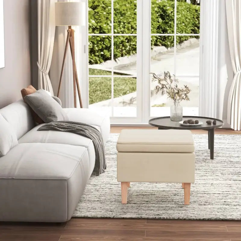 Houten poten kruk met zacht zitcomfort voor in elke woonkamer - Crème / 1 - Klapstoelen & krukken