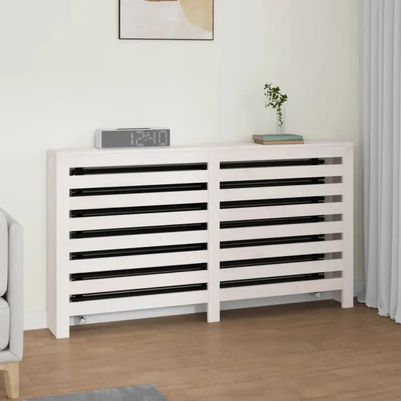 Houten radiatorombouw van massief grenenhout voor decoratie en extra plankruimte - Wit / 153 x 19 x 84 cm / 1