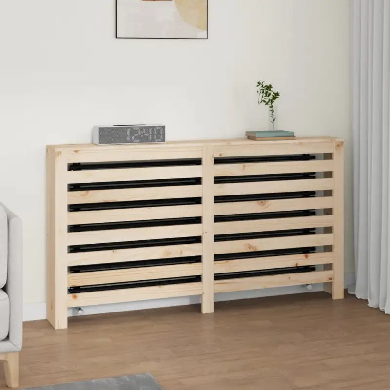 Houten radiatorombouw van massief grenenhout voor decoratie en extra plankruimte - Naturel / 153 x 19 x 84 cm / 1