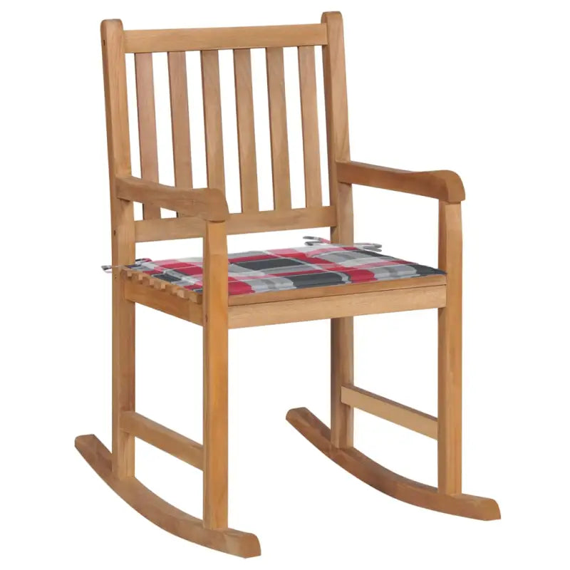 Houten schommelstoel voor binnen en buiten de perfecte keuze fijn geschuurd - Rood ruitpatroon / 1 - Tuinstoelen