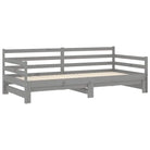 Houten slaapbank van massief grenenhout met comfortabele zithoek - Grijs - Bedden & bedframes