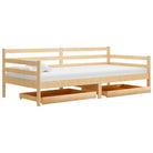 Houten slaapbank van massief grenenhout voor gasten en zitcomfort - Bruin - Bedden & bedframes