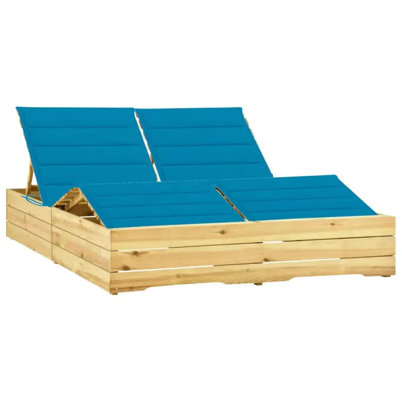 Houten tuinbed met kussens voor rustieke buitenstijl - Blauw / 1 - Ligstoelen