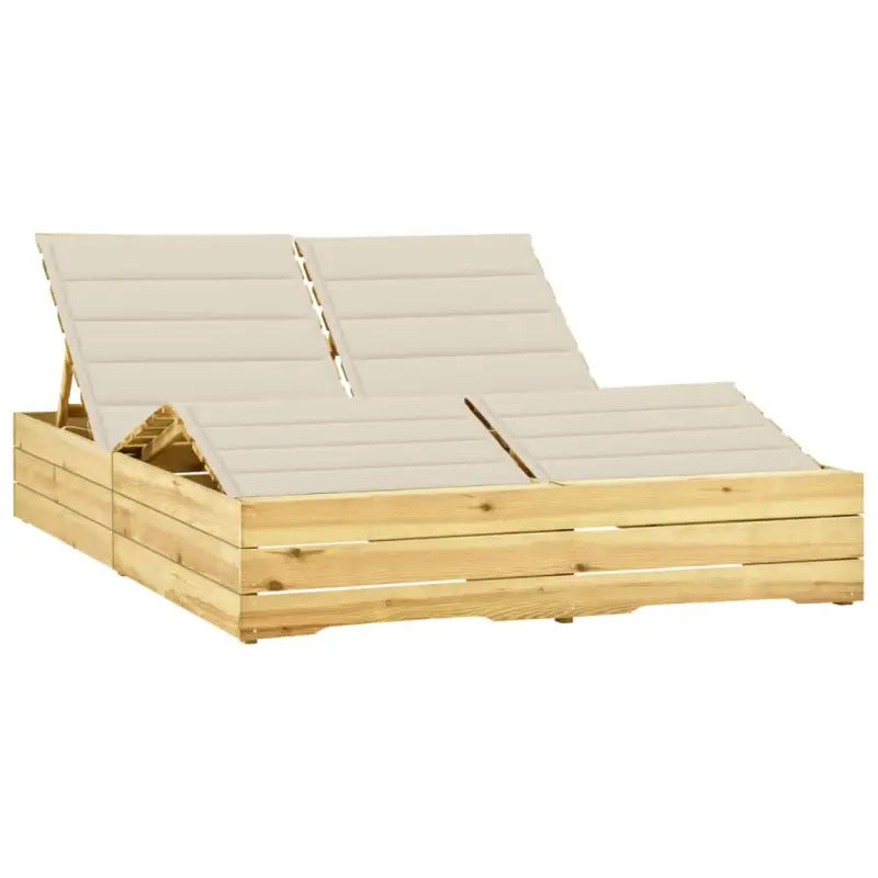 Houten tuinbed met kussens voor rustieke buitenstijl - Crème / 1 - Ligstoelen
