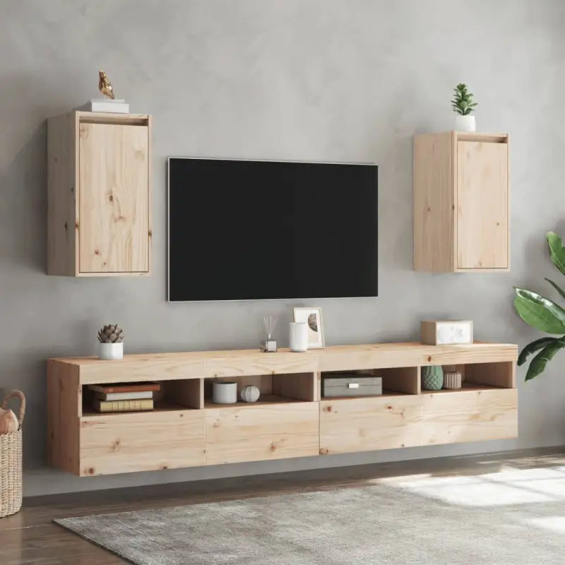 Houten wandkast van massief grenenhout voor decoratie en opbergruimte - Wandplanken