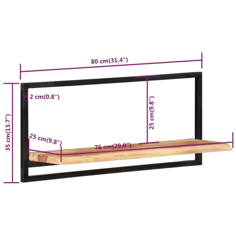Houten Wandplanken van Massief Acaciahout voor Boeken en Decoratie - 80 x 25 x 35 cm / 2 / 1 - Wandplanken