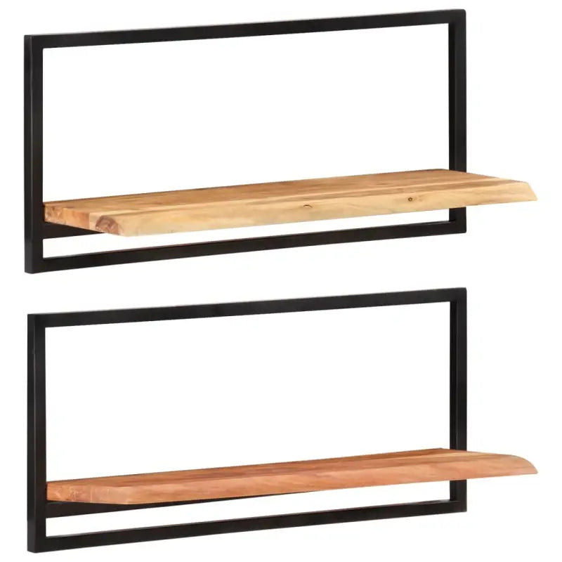 Houten Wandplanken van Massief Acaciahout voor Boeken en Decoratie - 80 x 25 x 35 cm / 2 / 1 - Wandplanken
