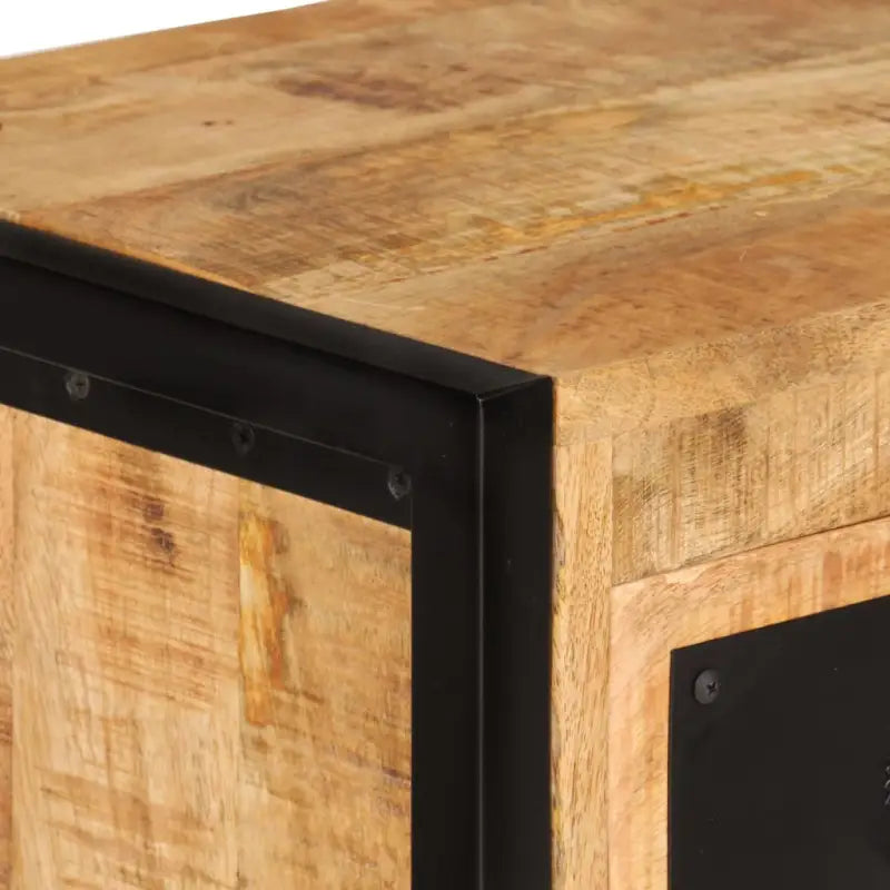 Houten wijnrek van massief mangohout met gepoedercoat ijzer - Wijnrekken