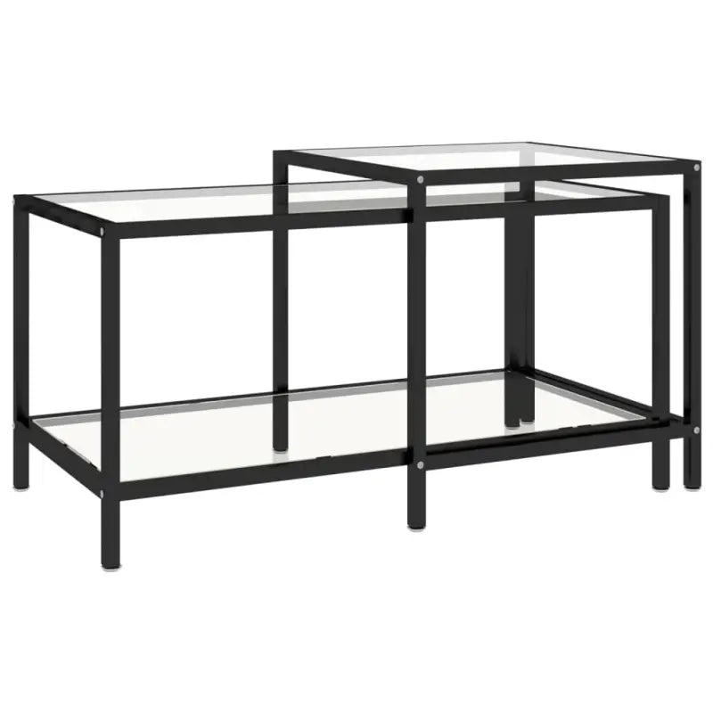 Industriële bijzettafels met gehard glas en gepoedercoat staal - Bijzettafels