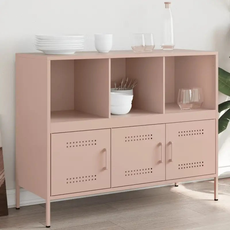 Industriële dressoir met koudgewalst staal en verstelbare schroefpoten - Roze / 1 - Dressoirs & buffetkasten