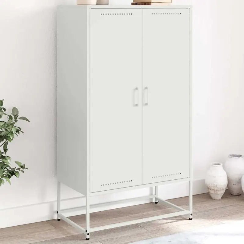 Industriële hoge kast voor woonkamer en slaapkamer van robuust staal - Wit / 1 - Dressoirs & buffetkasten