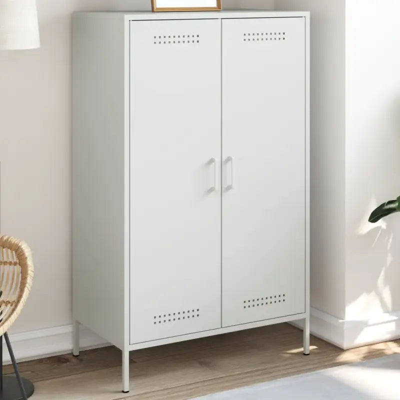 Industriële hoge kast voor woonkamer of slaapkamer van stevig staal - Wit / 1 - Dressoirs & buffetkasten