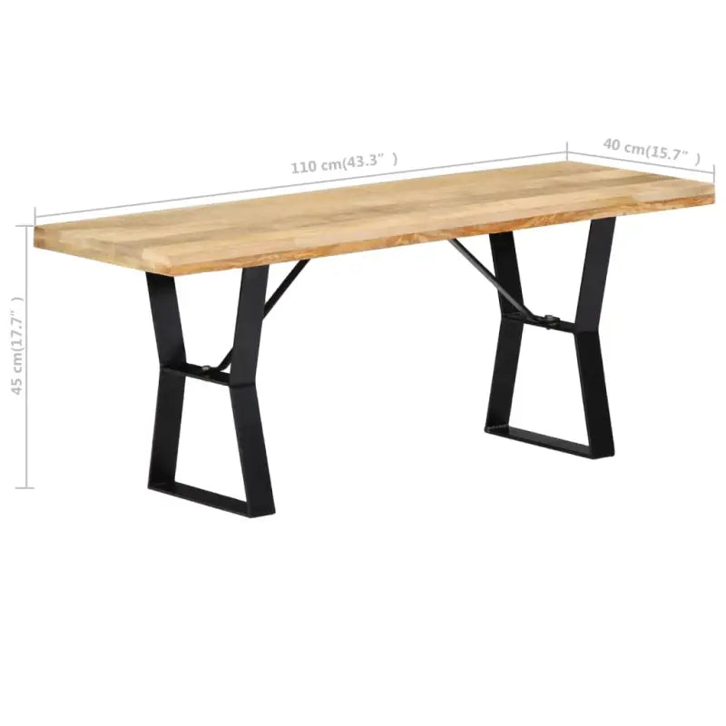Industriële houten bankje voor keuken en eettafel van massief mangohout - Bruin / 110 cm - Keuken- & eettafelbanken
