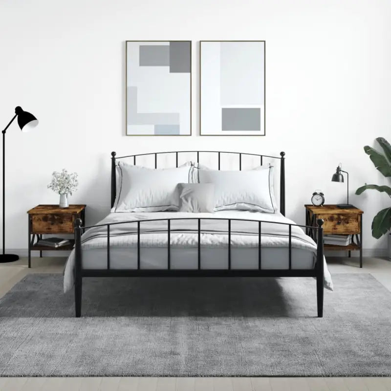 Industriële nachtkastjes met verstelbare poten en grijs sonoma eiken look - Gerookt eiken / 2 - Nachtkastjes