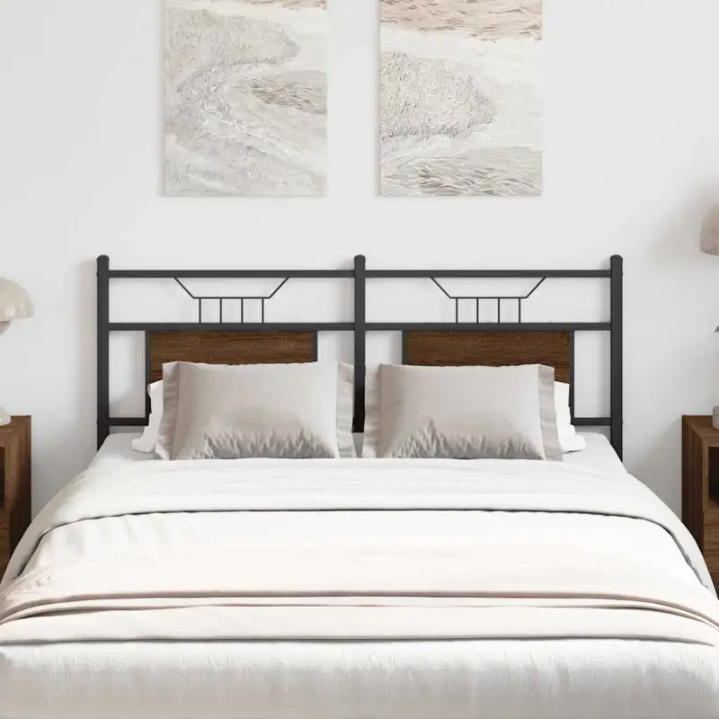 Industriële stijl hoofdbord van bewerkt hout met vierkante buizen - Gerookt eiken / 150 cm / 1 - Hoofdborden