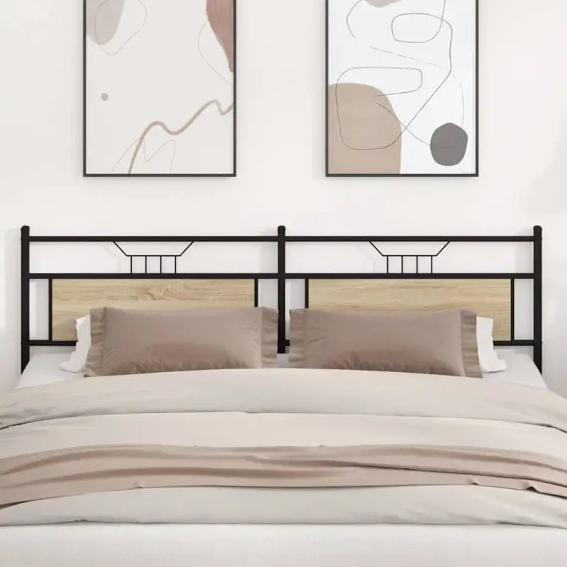 Industriële stijl hoofdbord van bewerkt hout met vierkante buizen - Sonoma eiken / 200 cm / 1 - Hoofdborden