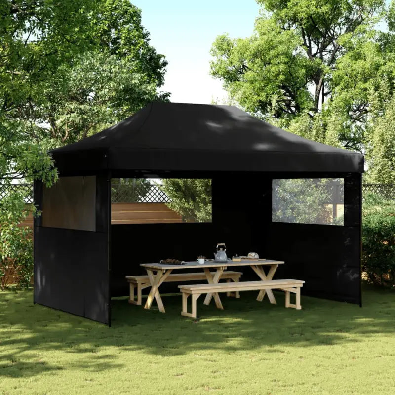 Inklapbare partytent met gepoedercoat staal voor buitenactiviteiten - Zwart / 1 / met 3 zijwanden - Partytenten &
