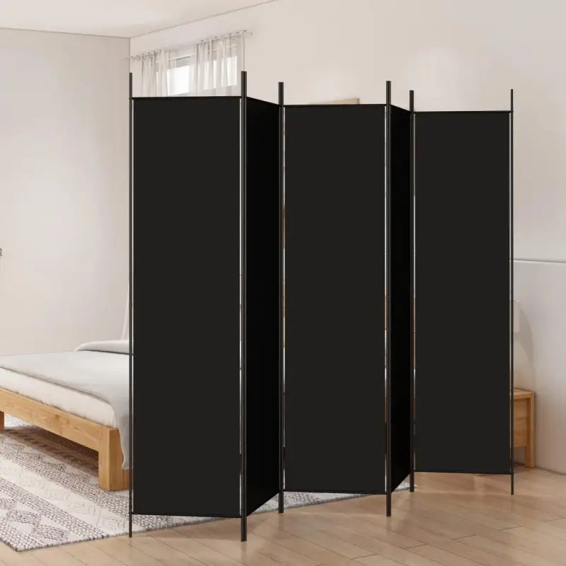Kamerscherm met ademende stof voor privacy en sfeervolle indeling - Zwart / 250 x 200 cm / 5 - Kamerschermen