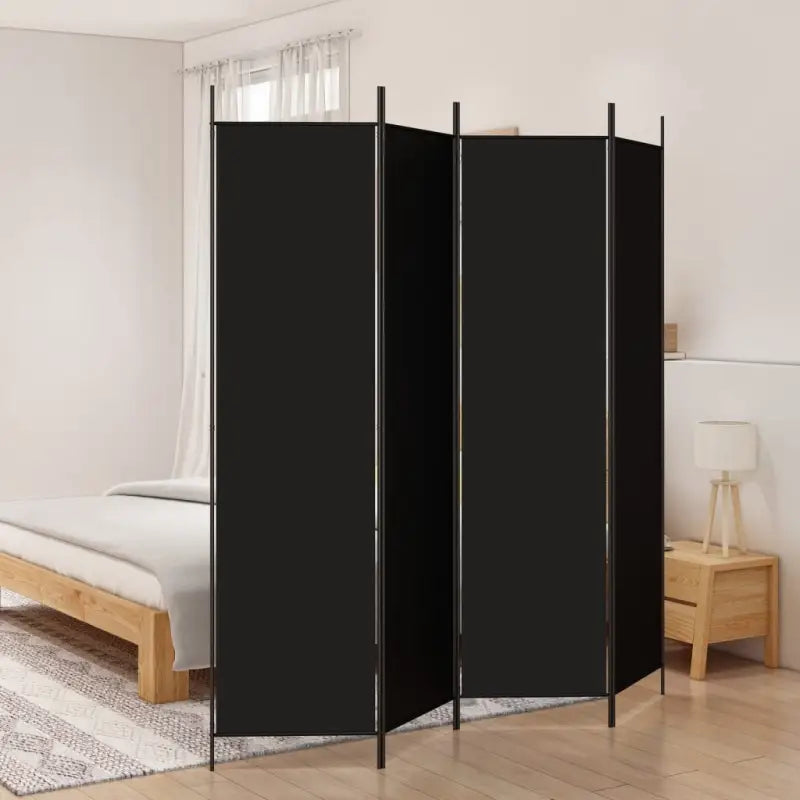 Kamerscherm met ademende stof voor privacy en sfeervolle indeling - Zwart / 200 x 200 cm / 4 - Kamerschermen