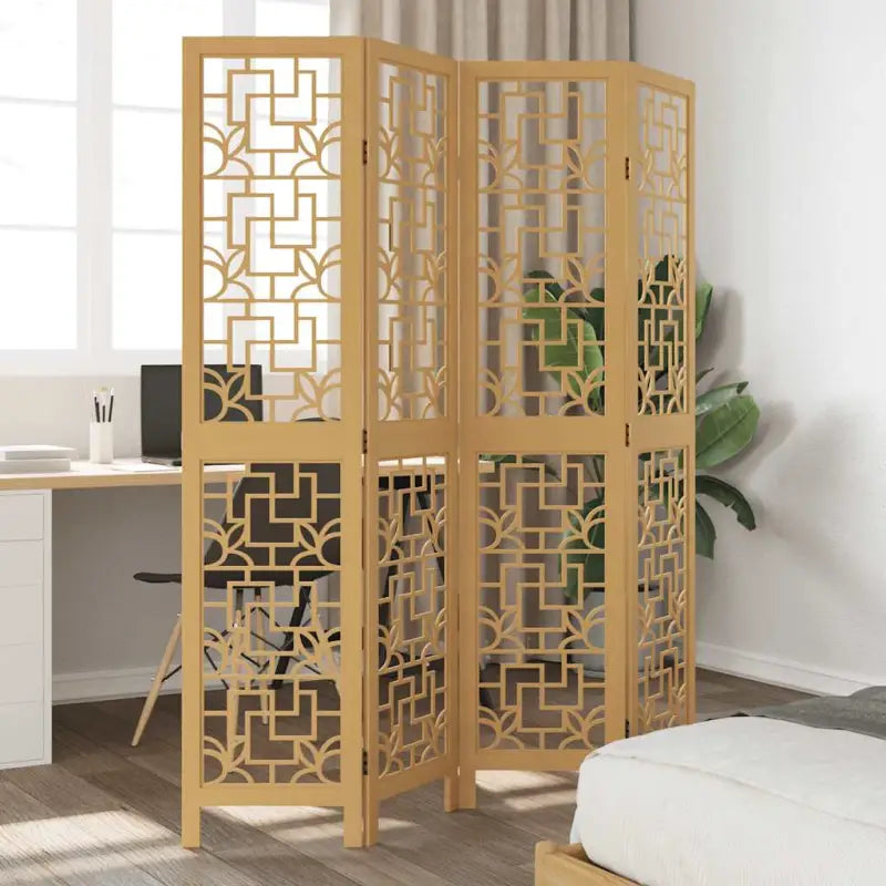 Kamerscherm van massief paulowniahout voor eenvoudig schoon gebruik binnenshuis - Kamerschermen