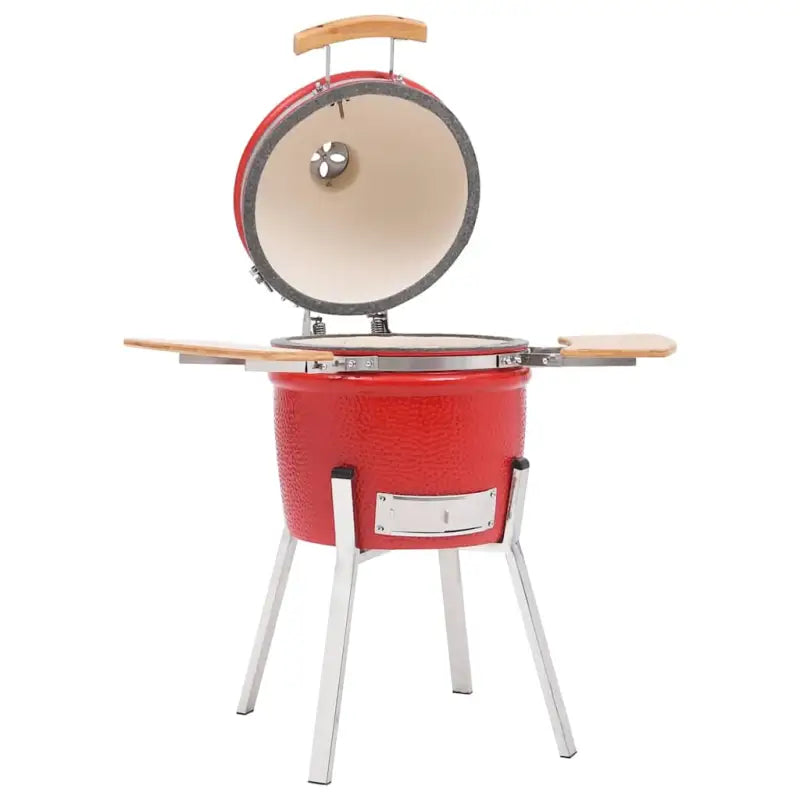 Keramische Kamado Grill met ingebouwde thermometer en mooie buitenafwerking - Rood - Barbecues