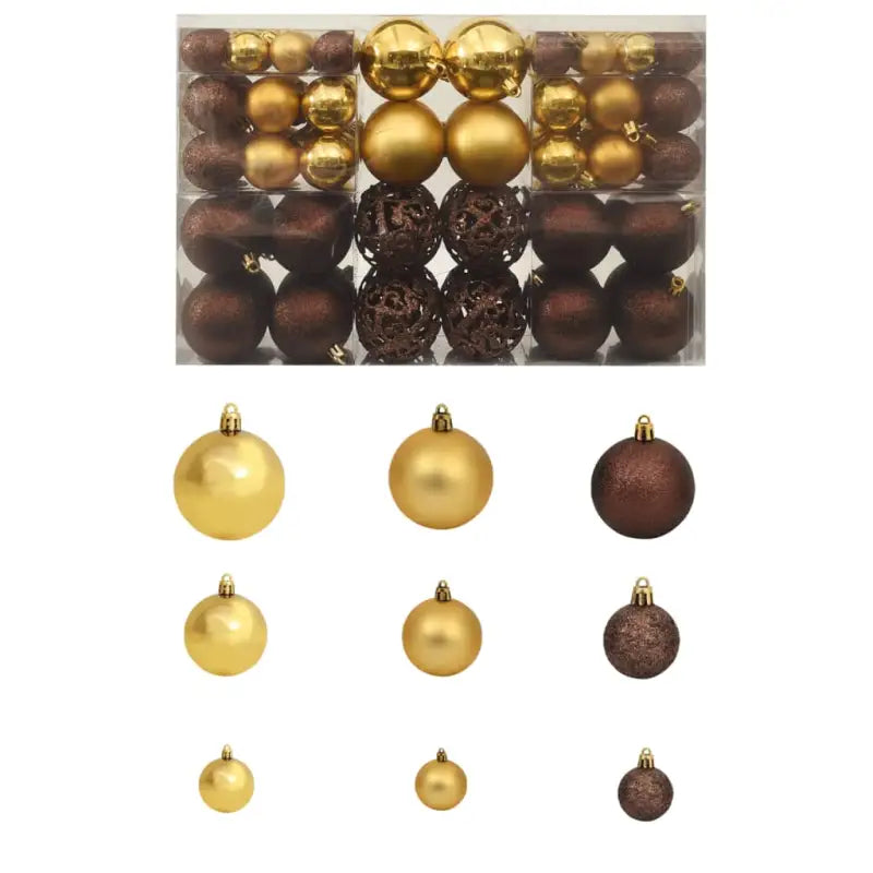 Kerstballen decoratie met levering bevat in 3 maten voor feestdagen - Bruin/brons/goud / 100 - Decoratie voor feestdagen