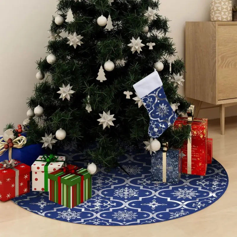 Kerstboomrok met sneeuwpatroon voor een luxe kerstboom uitstraling - Blauw / 122 cm / 1 - Kerstboomrokken